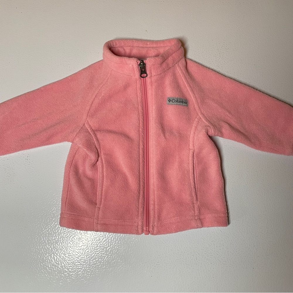 Columbia Baby Girls Pink Fleece Jacket Full Zip Pockets 3-6 months